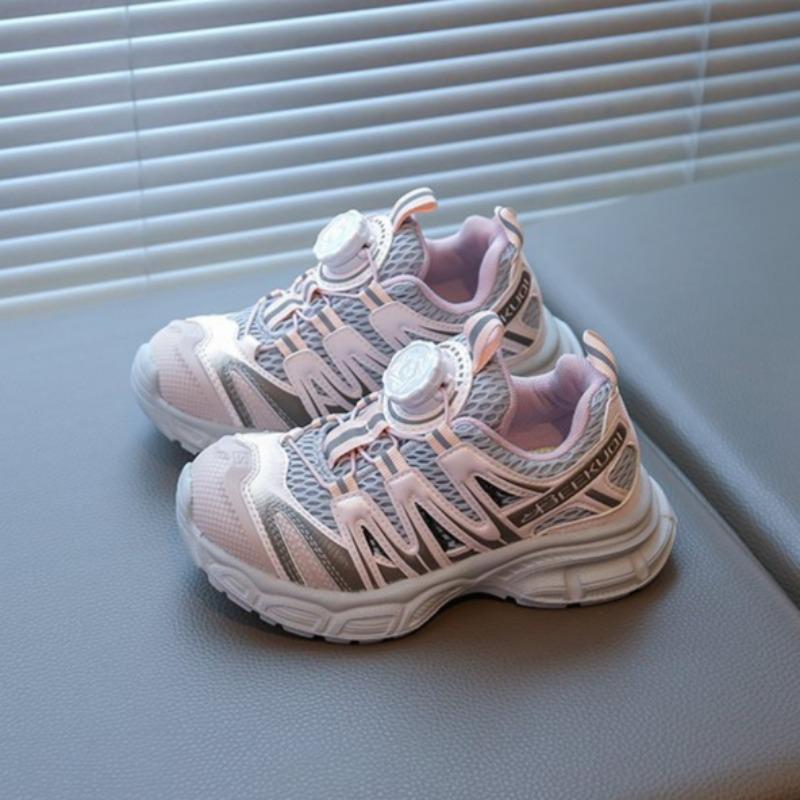 Barnes pustende sportssko Jenter lettvekts pappa-sko Liten jente mote Roterende spenne Løpesko Sklisikre fritidssko