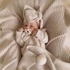 Autumn & Winter Baby Girls Long-Sleeved Sweater and Pants Set with Ruffle Knit Cardigan, Outerwear & Headband, European & American Style