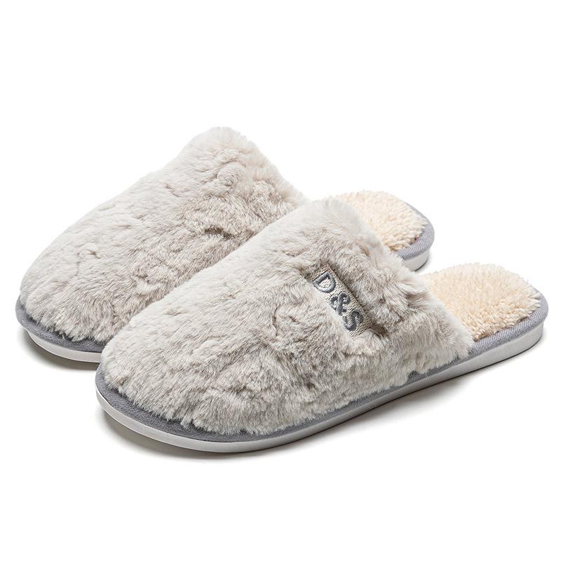 2026 Women's & Men's Non-Slip Warm Plush Closed-Toe Cotton Slippers for Autumn/Winter Indoor Use