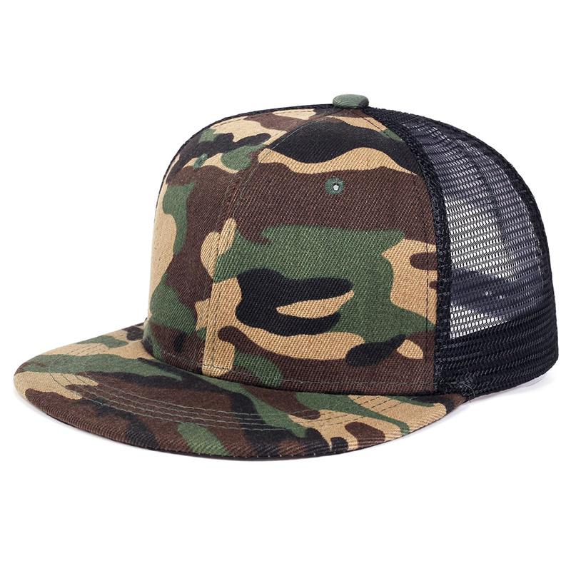 Cappellino da Baseball da Uomo alla Moda Vuoto Rete Camouflage Colore Unito Hip Hop Cappello Visiera per Sport all'Aperto Berretti Snapback Cappellini Trucker