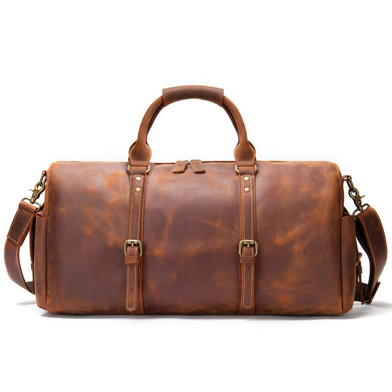Men s Crazy Horse Leather Travel Duffle Bag Large