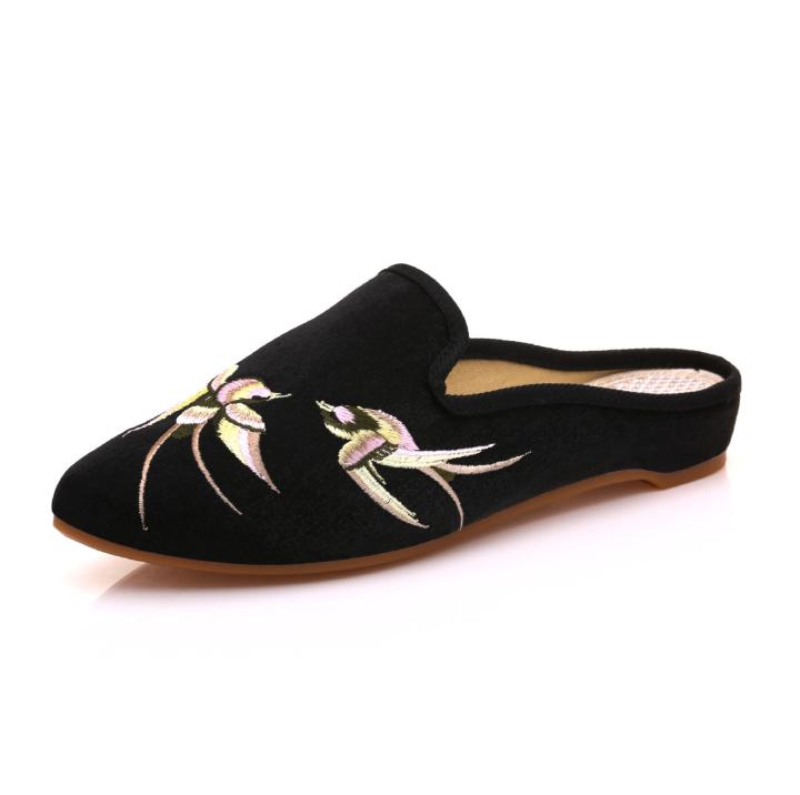 Ciabatte Estive Harajuku Stile Cinese Scarpe da Donna per Donne Moda Casual Vintage Ricamo Stile Etnico Streetwear
