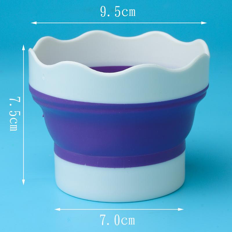 Foldable Silicone Brush Holder: Retractable, Portable, Multifunctional Bucket for Kids - Compact Art Wash Station.
