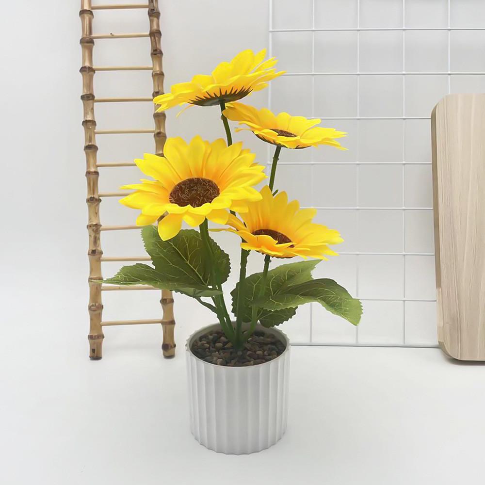 Sunflowers Flower Decor With Silk Fabric Rain Flower Stones For Wedding And Photography Props