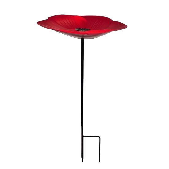 Flower Bird Bath Iron Bird Feeder Tray with Stake Outdoor Water Feeder Flower Bird Bath Bowl for Garden Decoration Bird Lovers Gift