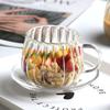 High Borosilicate Glass Juice Beverage Cup Drinking Cup Vertical Pattern With Handle Glass Single Layer Cup Household Milk Coffee Cup