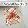 Alfombra de Terciopelo de Cristal con Temática de Jardín Floral Alfombrilla Suave Personalizada con Nombre y Texto Decoración del Hogar