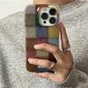 Cute Dopamine Color Block Match Plaid Checkered Phone Case For iPhone 16 11 12 13 14 15 Pro Max X XS XR 7 8 Plus SE Soft Cover