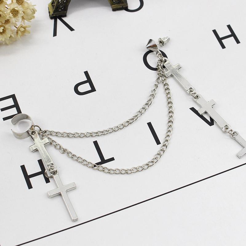 1pc Cross Tassel Long Chain Earrings for Women Girls Gothic Punk Rock Style Fashion Jewelry Accessories Party Gift Cool Thing