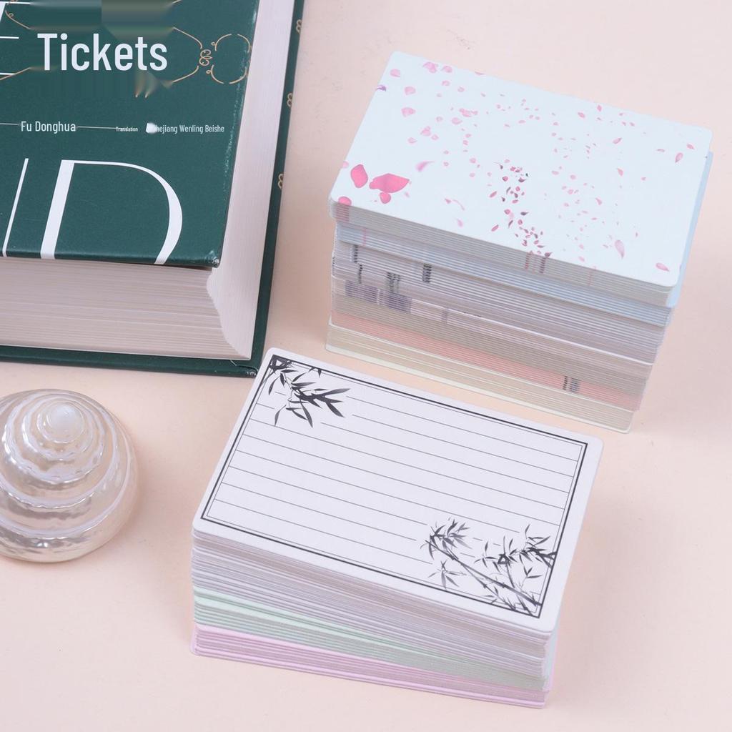 Marcadores de Livro em Branco DIY Estilo Chinês e Cartões com Grafite Pintados à Mão com Notas Adesivas (20 folhas)