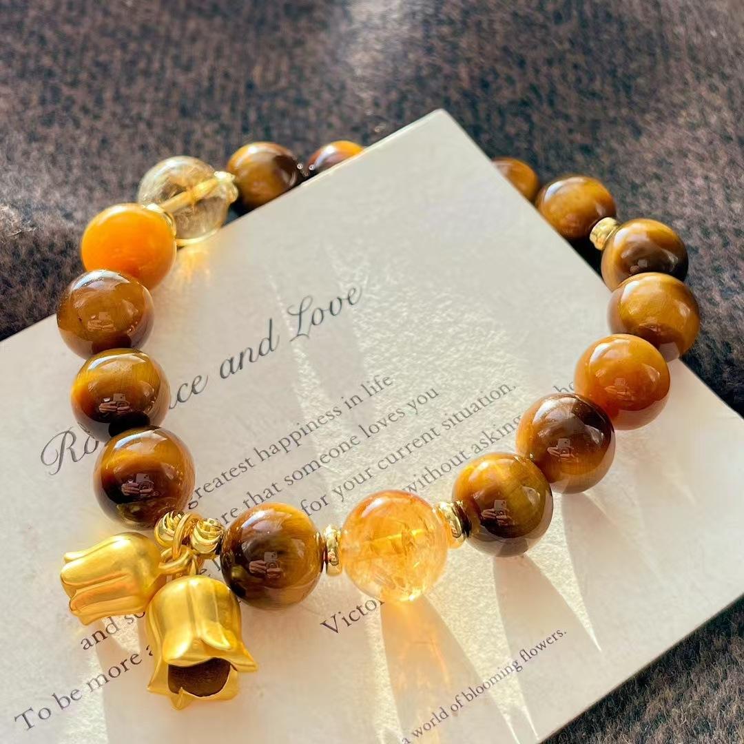 High Matching Retro High Quality Natural Tiger S Eye Amethyst Mix And Match Design Bracelet Bracelet.