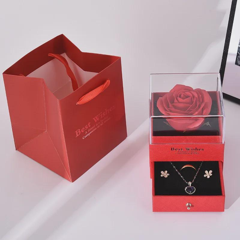 Valentine's Day Rose Jewelry & Lipstick Acrylic Gift Box