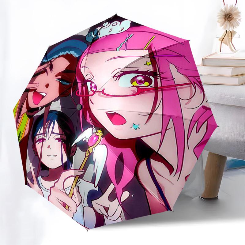 1pc Outdoor Umbrella with Anime Characters - Automatic Opening/Closing Umbrella with Portable Tri-Fold Design, 8-Rib Iron Frame, Perfect Gift for