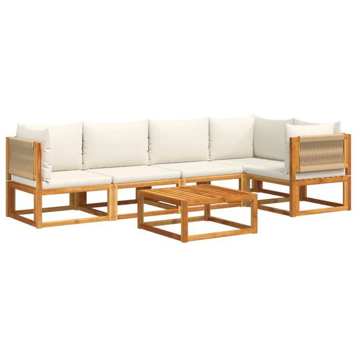 VidaXL 6-Piece Garden Sofa Set with Cushions In Acacia Wood and Rope 3278852
