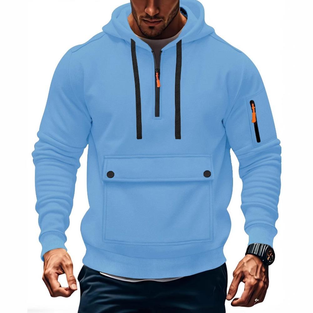 Trendy Innovative Sweatshirt Autumn and Winter Men's Fleece Loose Large Pocket Large Zipper Hoodie