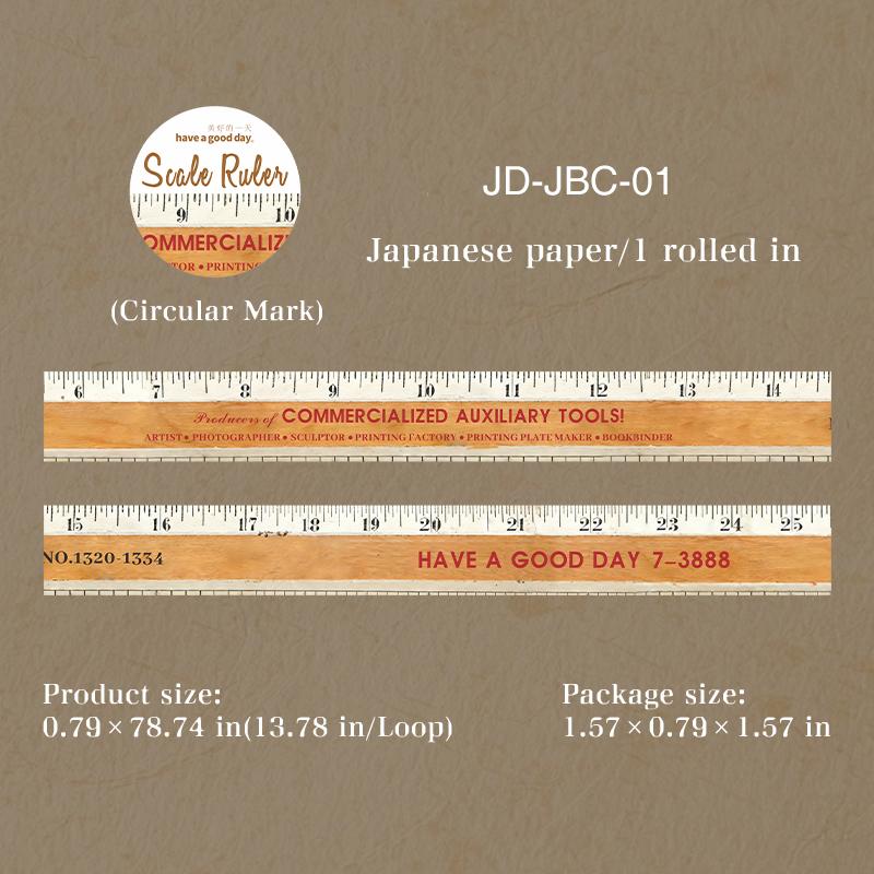 

JIANWU Scale Ruler Series Vintage Measurement Landscape Material Collage Scrapbooking Washi Tape Creative DIY Journal Stationery