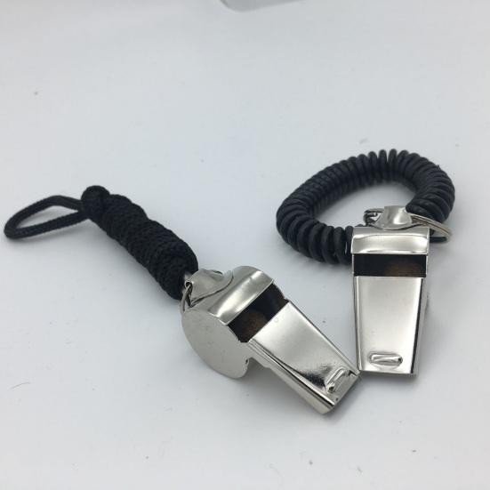 Rozhodčí píšťalka ve tvaru čísla 6 z nerezové oceli Super hlasitá sportovní píšťalka se šňůrkou Lehká venkovní tréninková píšťalka proti korozi