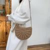 Semicircle Straw Woven Crossbody Bag Tassel Decor Stylish Shoulder Bag for Women Beach Party Daily Wear
