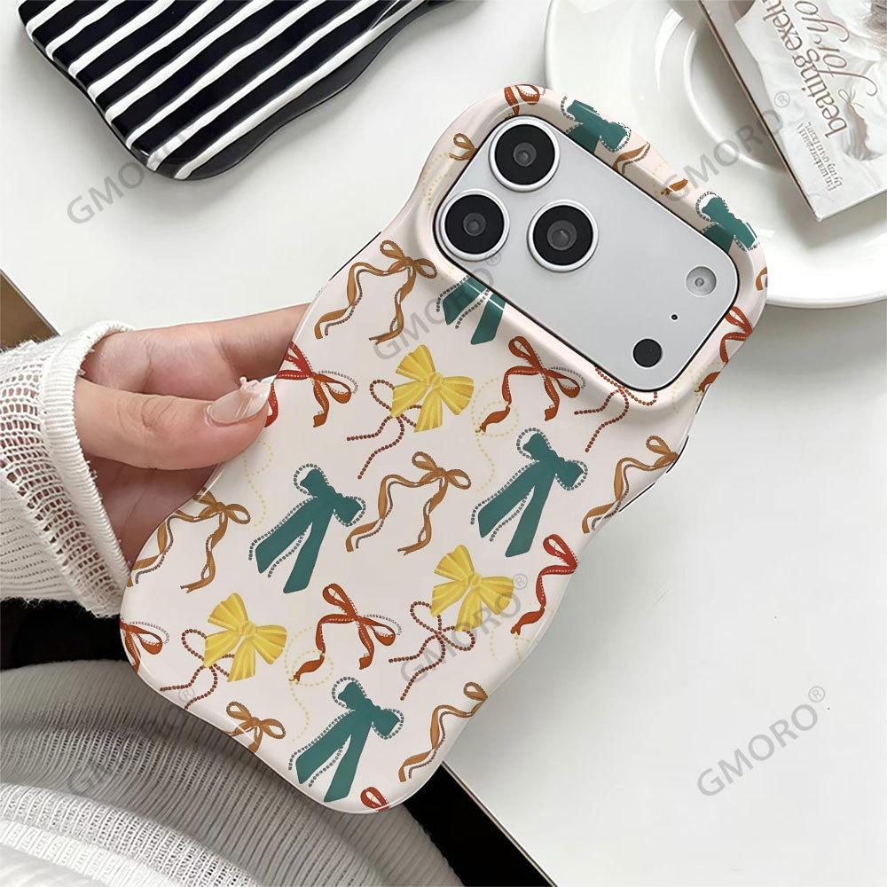 Contrasting Macaron Bow Mobile Phone Case iPhone12 Fashion Women's Wave 2-in-1 Film Shell Apple 17