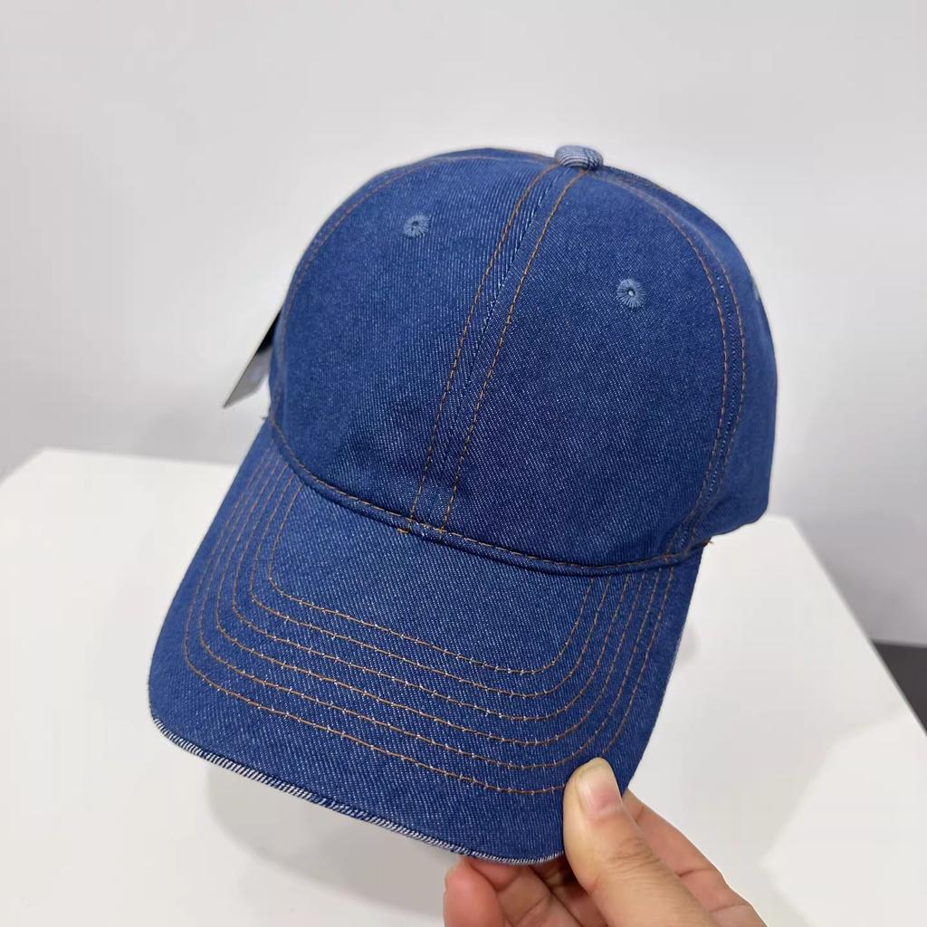 Cross-border Classic Washed Denim Baseball Cap, Plain Duckbill Cap, Vintage Versatile Sun Hat for Men and Women