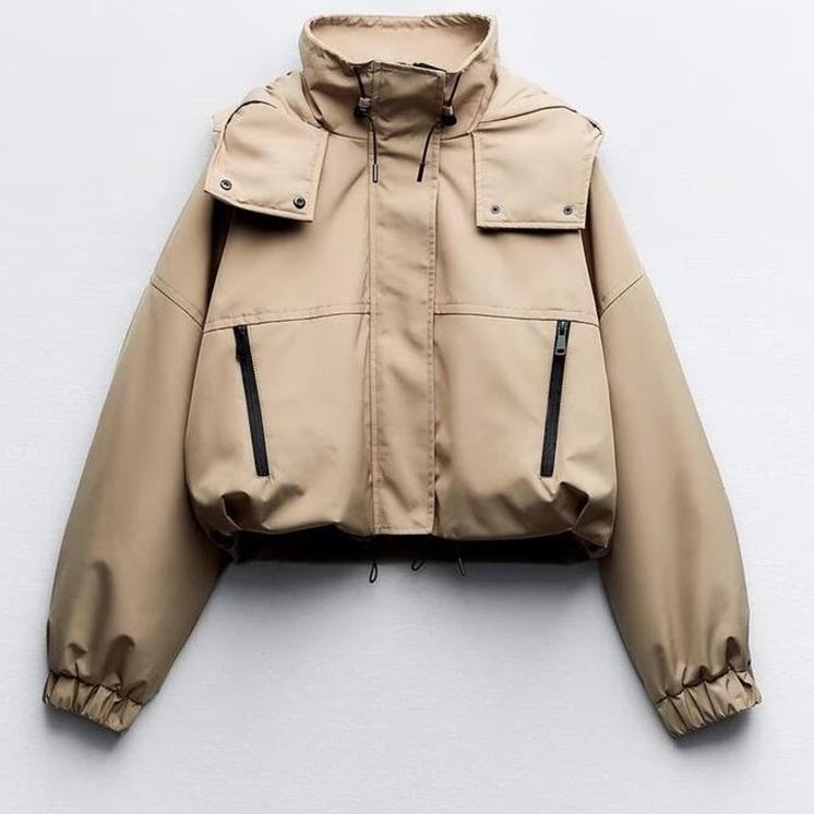 Spring and Autumn Hooded Short Jacket Women