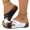 European and American large-size flat-bottomed belt buckle slippers New thick-bottomed slope heel fish mouth cool slippers in summer