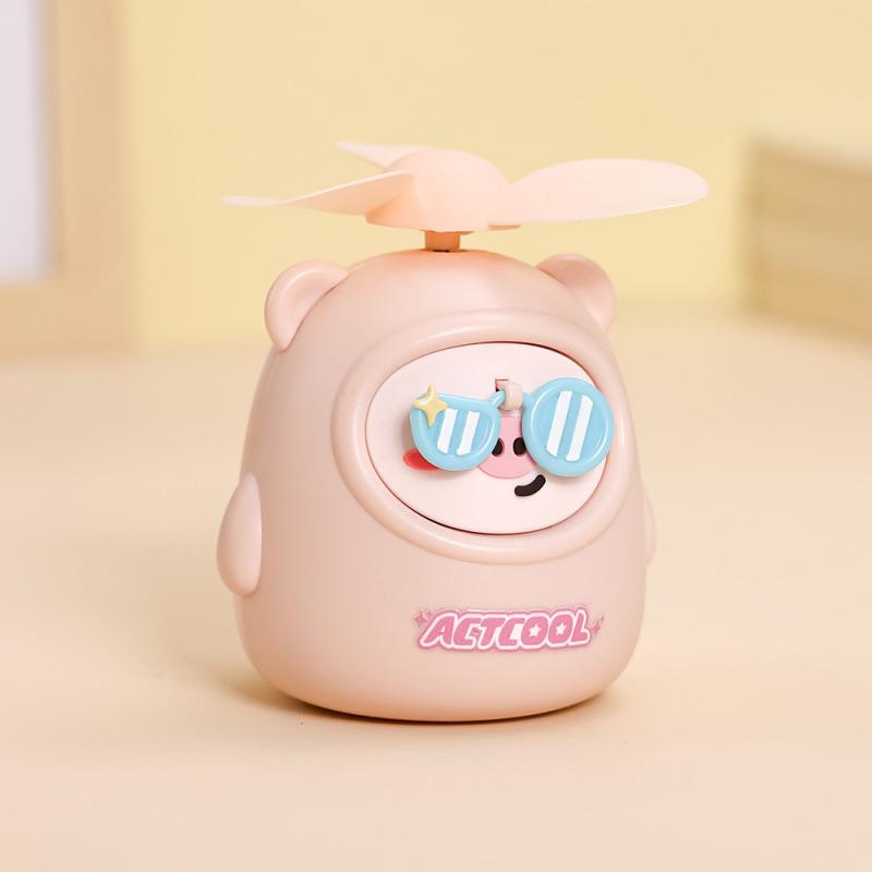 USB Rechargeable Cute Cartoon Handheld Mini Fan for Students 68x66x74 mm