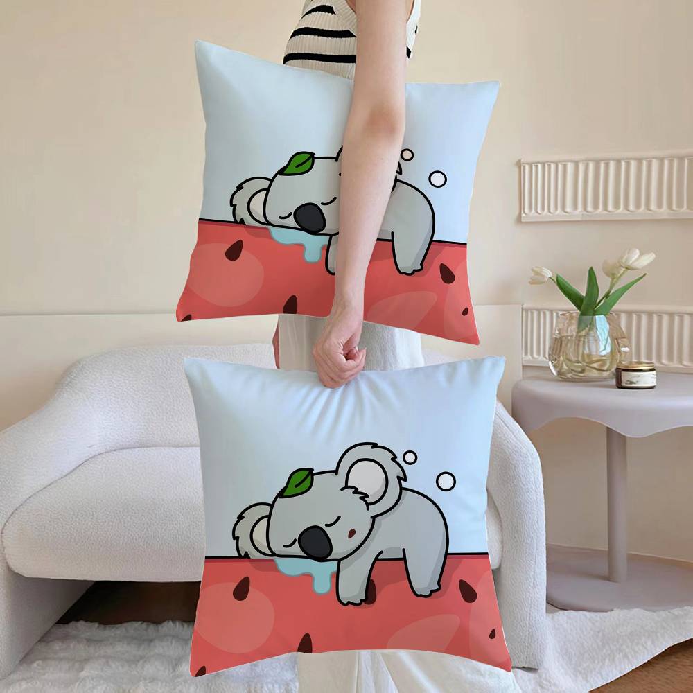 

Koala Creative Cartoon Pillow Case Anti-dustmite Pillowcase Invisible zipper silky Sofa cushion cover 12x12Inch