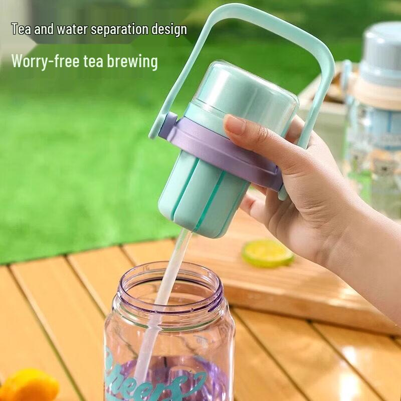 Fuguang Wasserflasche mit Strohhalm, großes Fassungsvermögen