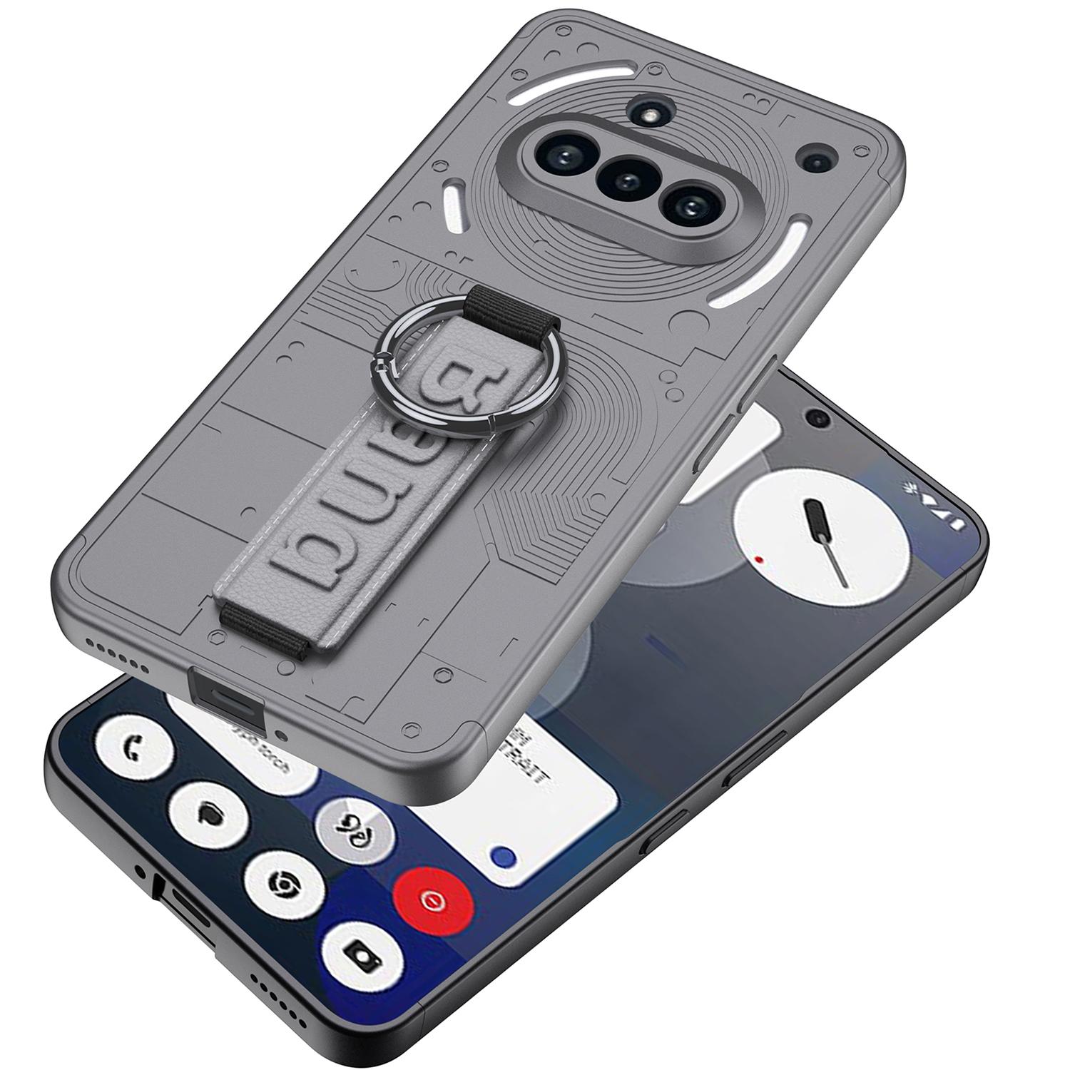 

GKK For Nothing Phone (3a) Case Hard PC Phone Back Cover with Hand Strap Black