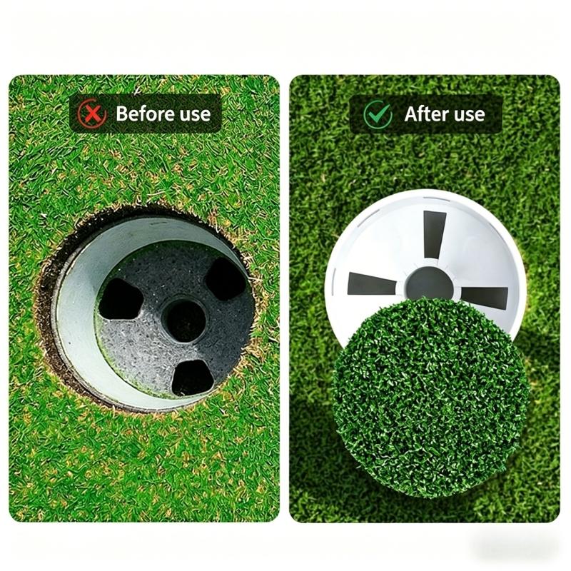 Golfbecher mit Abflusslöchern und Kunstrasen-Becherabdeckung Regen- und Schmutzgeschützt Golf-Lochschutz Mehrzweck