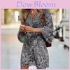 Summer Floral Print Polyester A Line Dress With V Neck And Mid Waist For Casual Wear