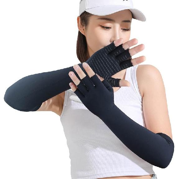 Copper Long Arthritis Gloves - Copper Infused Extra Long Fit Compression Glove for Women & Men Computer Typing, Carpal Tunnel and Support Wrist Hands X-Large чёрный