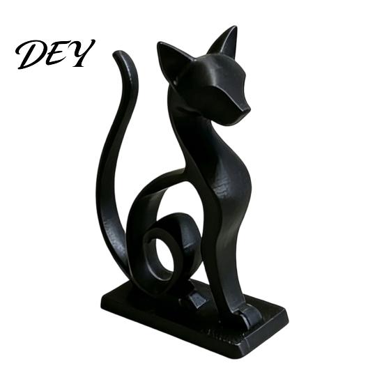 Hand Carved Table Decor Minimalist 3D Printed Cat Figurine, Decorative Animal Statue Ornament, Creative Detailed Home Interior Small Desktop Sculpture