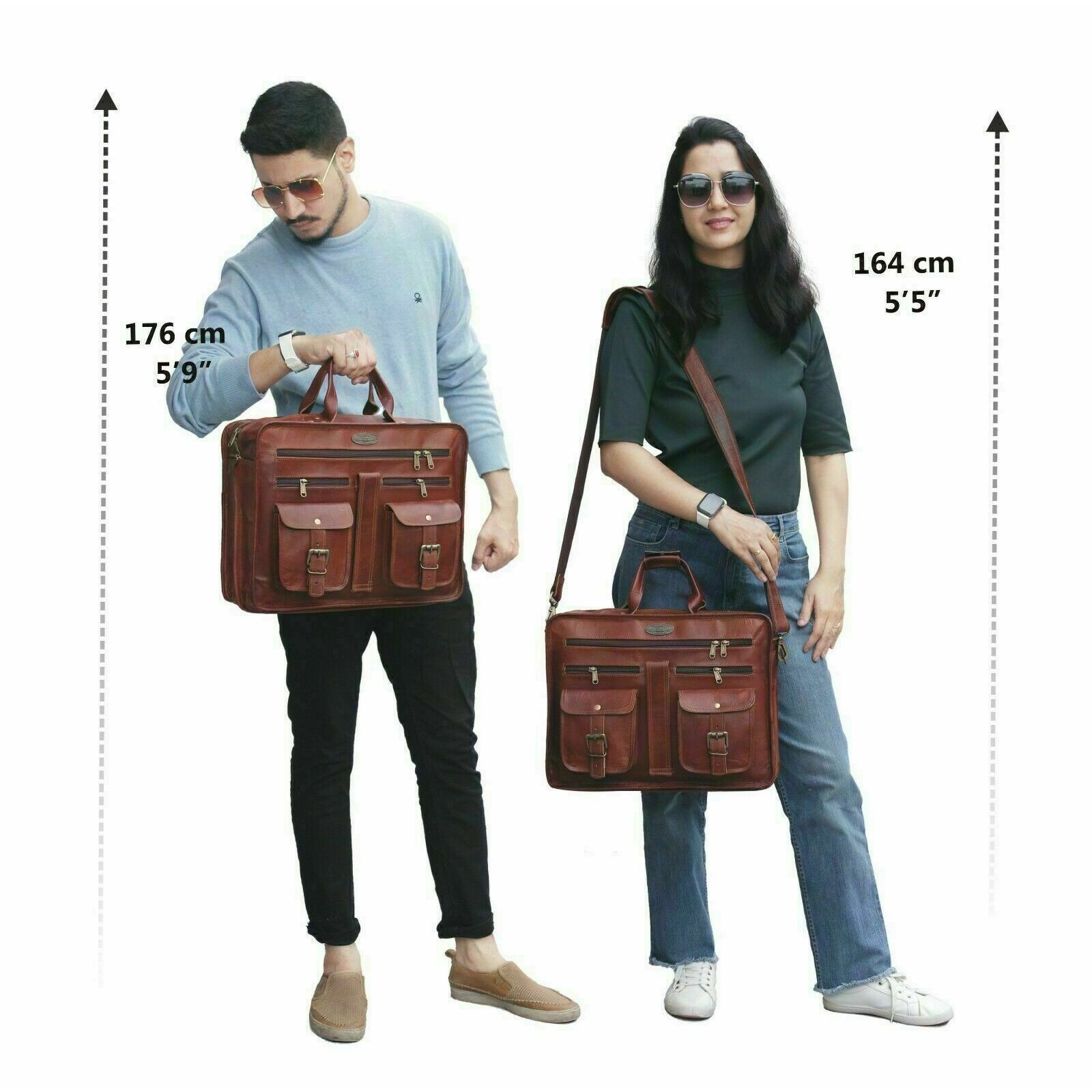 Мужской офисный портфель 18 дюймов из натуральной кожи Vinatge — фото 7