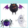 Unique Halloween Paper Lantern Pendant With Creative 3d Spider Bat And Ghost Elements