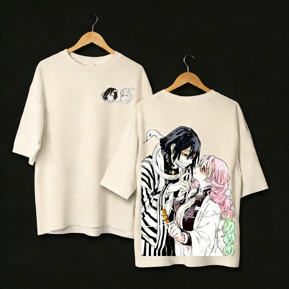 

Demon Slayer Oversized Anime Printed Men and Women Tshirt Couple Summer Street Fashion Casual Parent Child Top Harajuku Y2K S