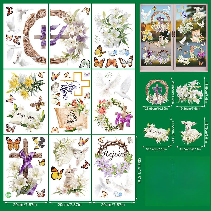 

Новая пасхальная гирлянда пасхальное яйцо электростатическая присоска на окно с девятью двусторонними визуальными наборами A