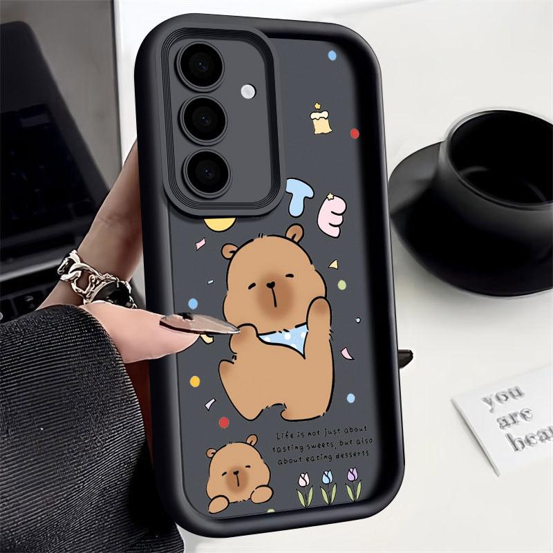 Artistic Little Bear Capybara Phone Case For Samsung S26 S25 S24 S23 S21 S20 Ultra For Galaxy S25 S24 FE S26 Plus Silicone Cover