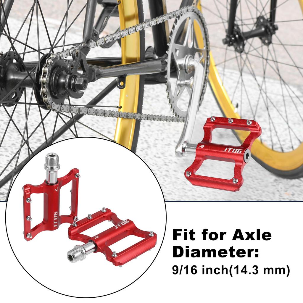 X AUTOHAUX Aluminum Alloy Rear Foot Flat Universal Compatible with 1 Pair Pegs, Pedals, Footrests, Replacement, Red, 9/16" Axles, BMX, MTB, Bikes,