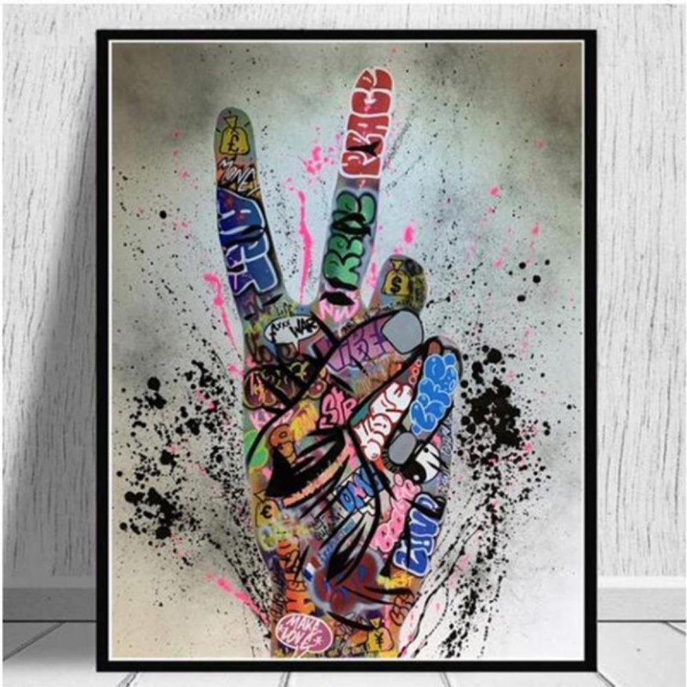 Pittura su tela astratta, poster di gesti, graffiti di strada, arte con le dita, stampa artistica da parete, stampe moderne, quadri modulari per soggiorno, arredamento per la casa