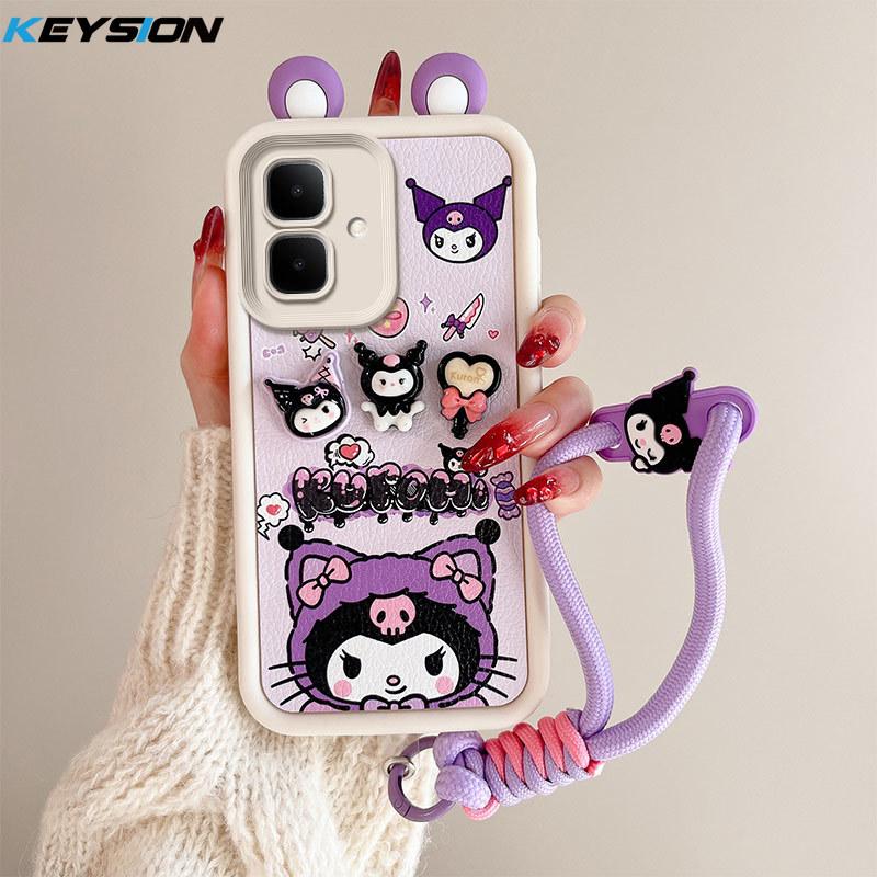 

KEYSION Cute Ear 3D Cartoon Case for Infinix Smart 10 with Bracelet Soft Silicone Shockproof Phone Cover for Infinix Smart 10 for Infinix Smart 10