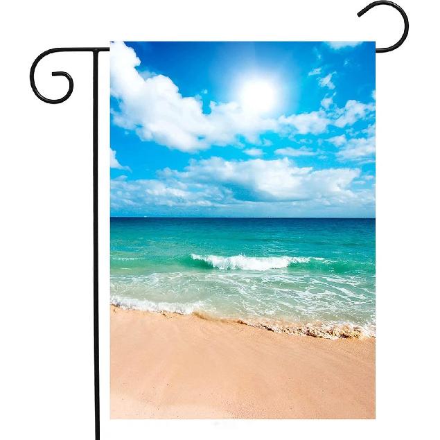 Summer Beach Ocean Garden Yard Flag 12"x 18" Double Sided, Tropical Mexican Yucatan Caribbean Sunlight Waves Sea Polyester Welcome House Flag Banners