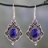 Special Design Drop Earrings for Women Vintage Party Wedding Accessories Blue Stone Bohemia Anti Silver Color Jewelry
