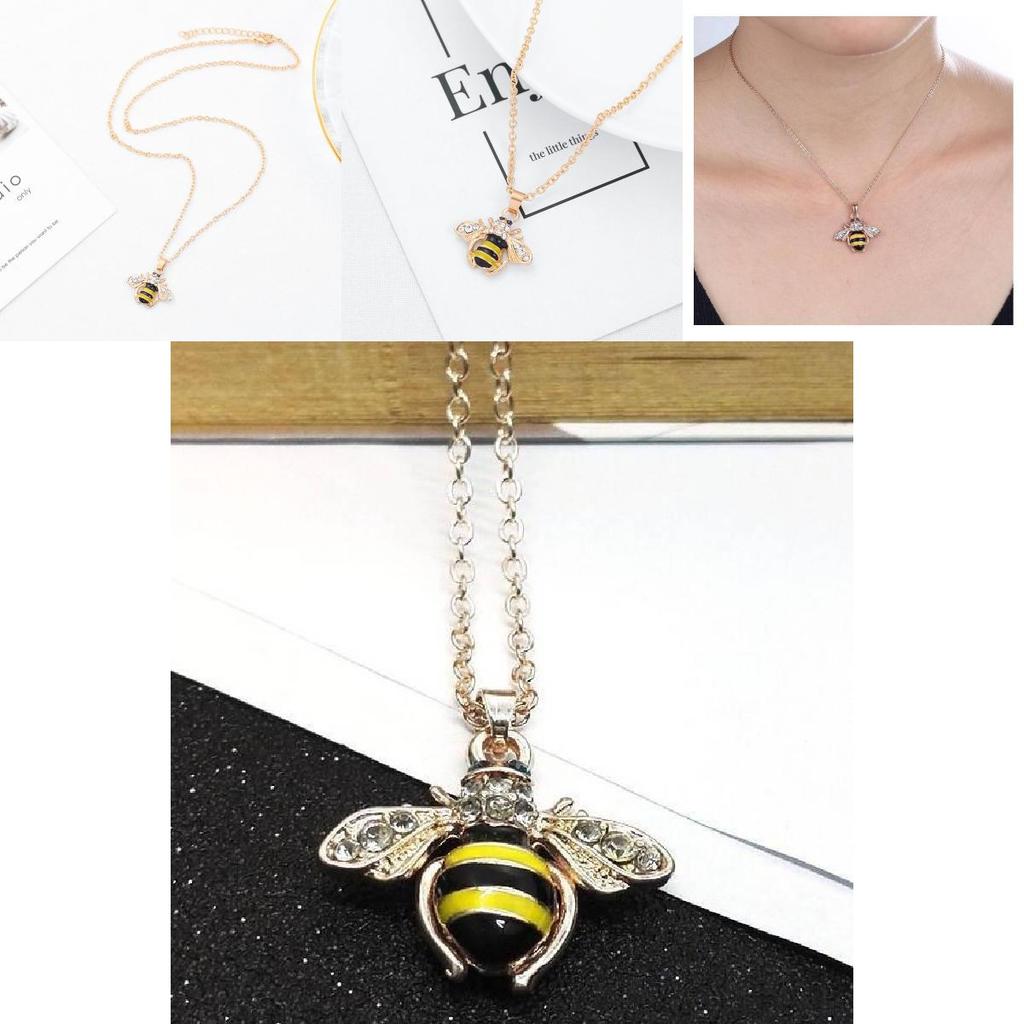 Stunning European And American Style Bee Necklace With Brilliant Rhinestones And Adjustable Chain Length