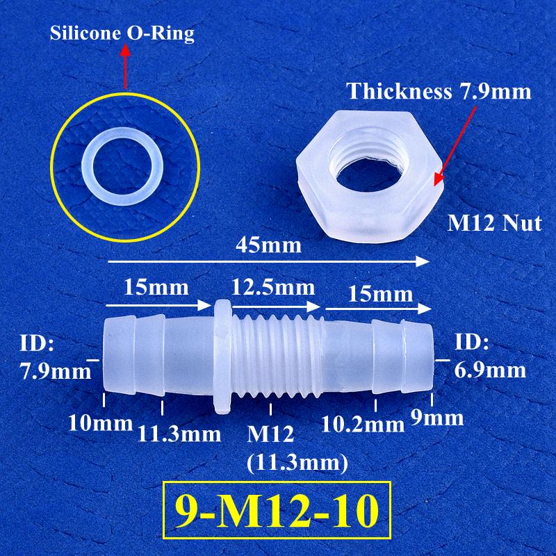 3~12mm Racord Bulkhead PP Pagoda Conector Direct Cu Piuliță Filet M6-16 O-Ring Irigare Grădină Acvariu Rezervor Pompă Aer Furtun Racord