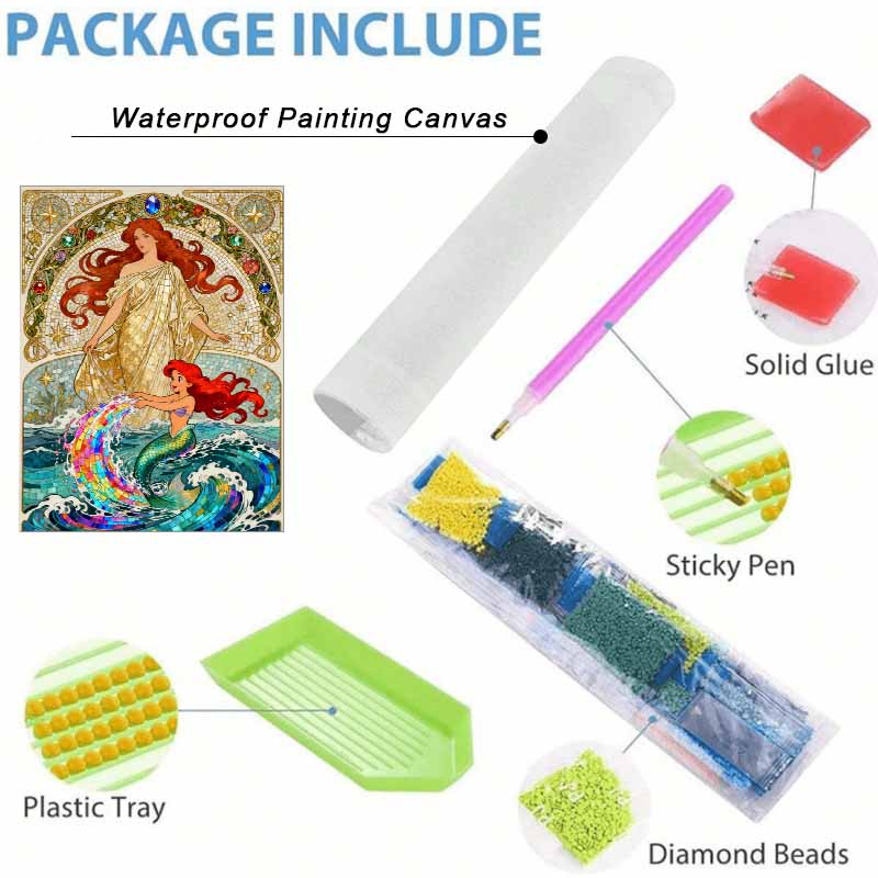 Disney 5d Diamond Painting, Ariel Mermaid Art Painting Diy Handmade Sticker Gift, Home Decoration Painting