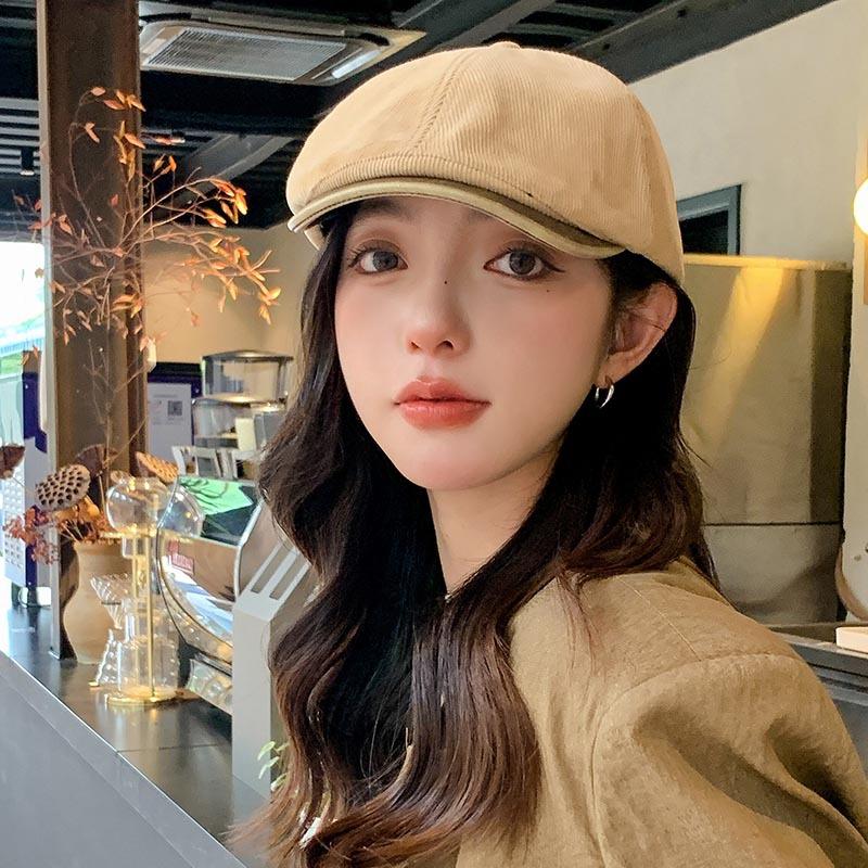 British style retro old forward hat children spring and autumn travel versatile face small solid color anti-wearing newsboy hat tide