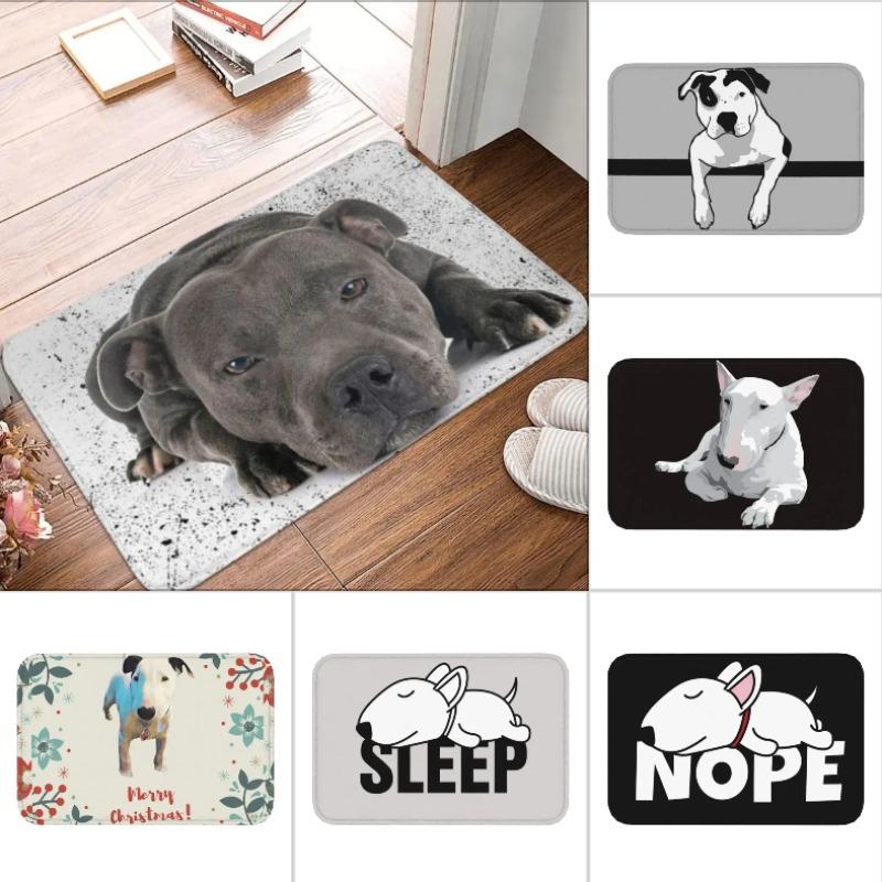 Staffordshire Bull Terrier Puerta para Perro Suelo Cocina Baño Felpudos Exterior EBT Lindo Amor Felpudo Entrada Garaje Alfombra Felpudo