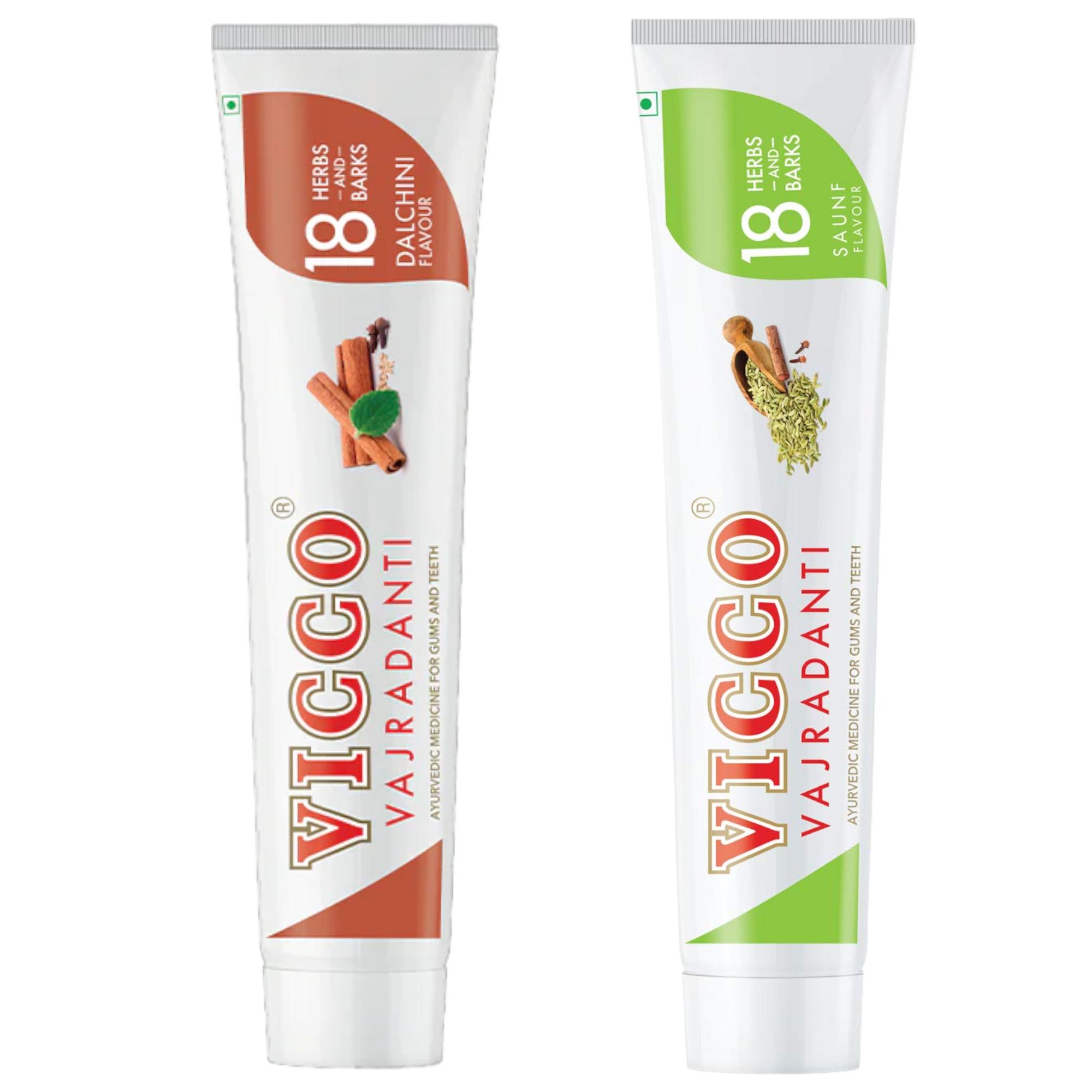 

Vicco Vajradanti Saunf & Dalchini Toothpaste Pack of 4 for Healthy Strong Gums 40gm Each with Ayurvedic Care